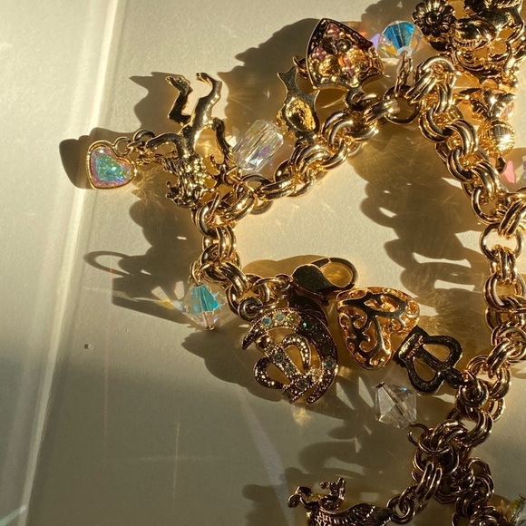 Kirks Folly Aurora Borealis style SWAROVSKI Crystal gold tone bracelet - Picture 4 of 16